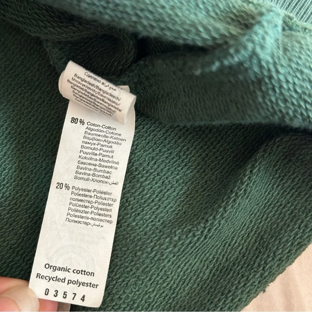 Green Embroidered Crewneck Sweatshirt Organic Cotton